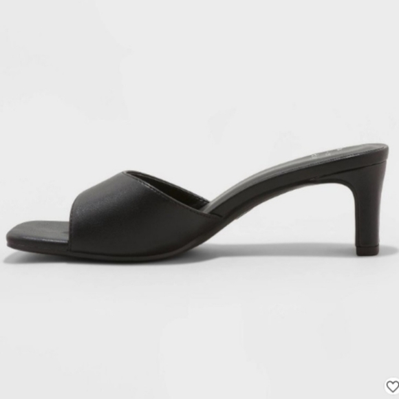 A New Day LIKE-NEW! Lindie Mule Black Square Toe Sandal Heels size 11 - Picture 2 of 5